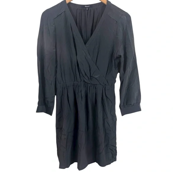 Madewell Gray Silk Faux-Wrap Dress Size 6 - Picture 2 of 7